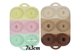 Molde silicona tricolor 6 donas geometricas